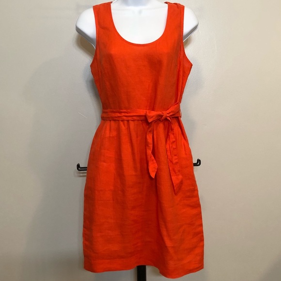 linen orange dress